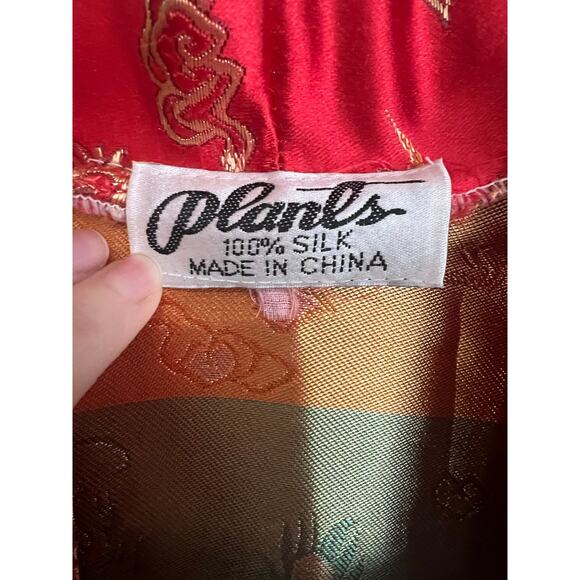 Vintage Kimono Robe 100% Silk Japanese Dragons Red Rainbow XXL PTP 24" - Picture 5 of 12